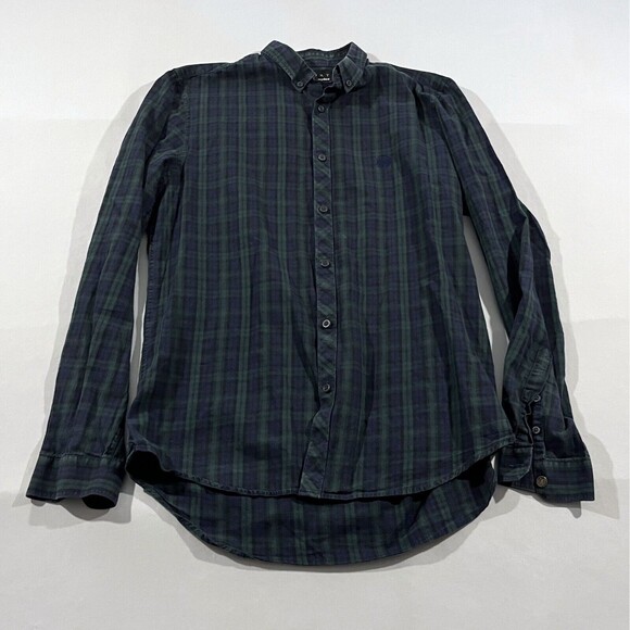 The Kooples Sport Plaid Button Up Green Collared Cotton Casual Shirt Sz M Fitted - Picture 1 of 8